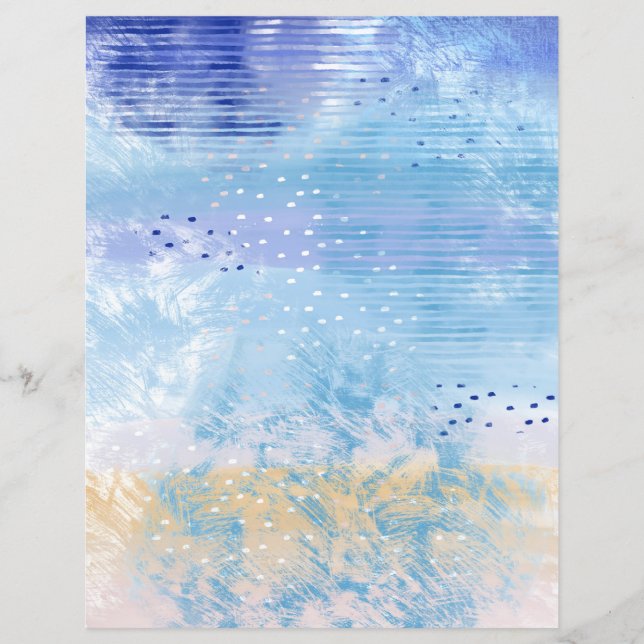 Abstraktes Mixed Media Blue Yellow Scrapbook (Vorderseite)