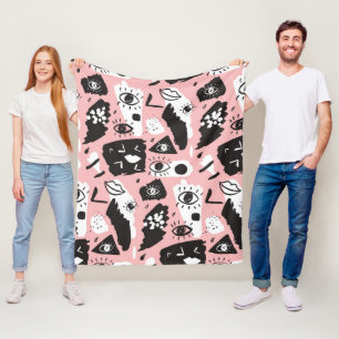 Abstraktes modernes Augen-u. Lippenmuster Fleecedecke