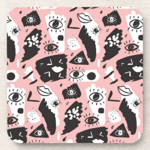 Abstraktes modernes Augen-u. Lippenmuster Getränkeuntersetzer