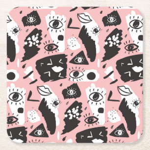 Abstraktes modernes Augen-u. Lippenmuster Rechteckiger Pappuntersetzer