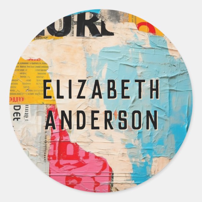 Abstraktes modernes Collage Runder Aufkleber (Vorderseite)