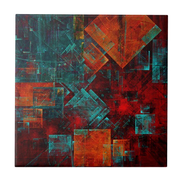 Abstraktes, modernes, Cooles künstlerisches Muster Fliese (Vorderseite)