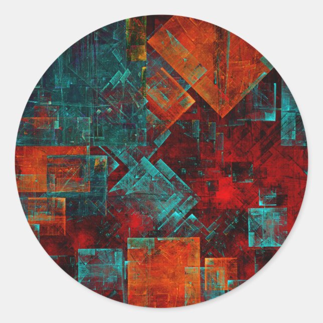 Abstraktes, modernes, Cooles künstlerisches Muster Runder Aufkleber (Vorderseite)