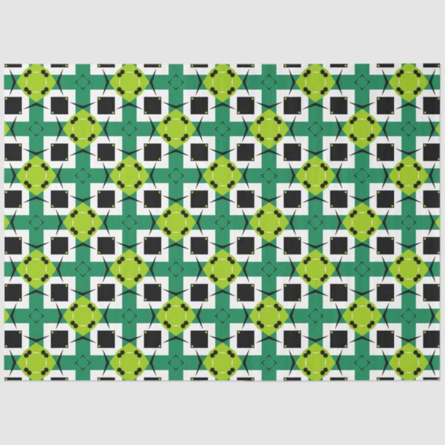 Abstraktes, modernes Emerald Lime Green & Black Mu Seidenpapier (Vorderseite)
