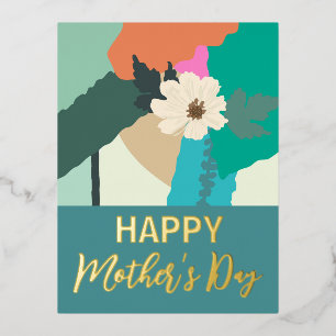 Abstraktes, modernes florales Happy Mother Day Gol Folien Feiertagspostkarte