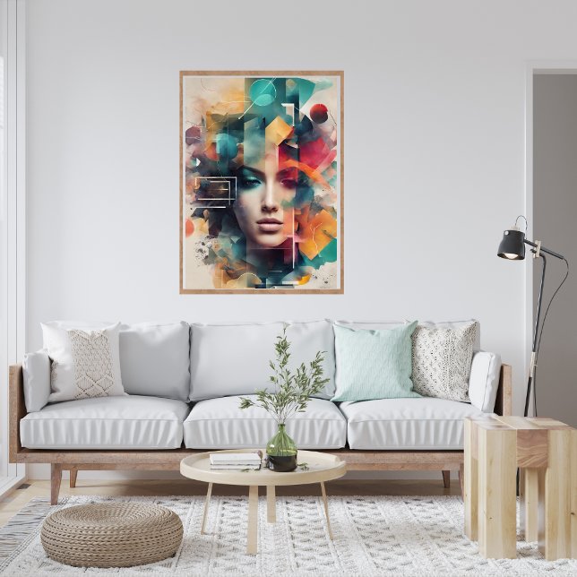 Abstraktes, modernes Frauenposter Poster (Abstract Modern Colorful Woman Poster)