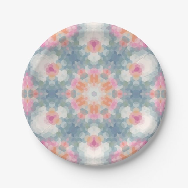 Abstraktes modernes geometrisches Ornamentalblau Pappteller (Vorderseite)