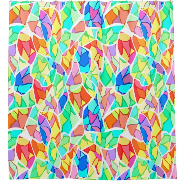 Abstraktes modernes Glasmosaikfliesen-Muster hell  Duschvorhang (Vorderseite)