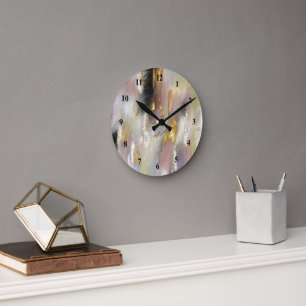 Abstraktes, modernes Goldpinken Runde Wanduhr