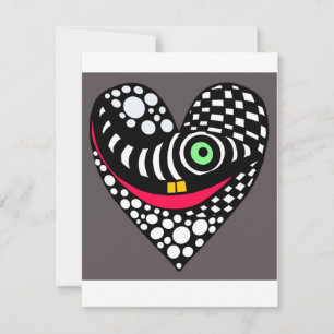 Abstraktes, modernes Herz in schwarz und grau auf  Feiertagskarte