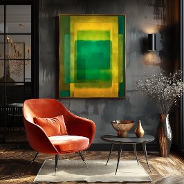 Abstraktes modernes Kunstwerk in Smaragd-Gold-Farb Poster