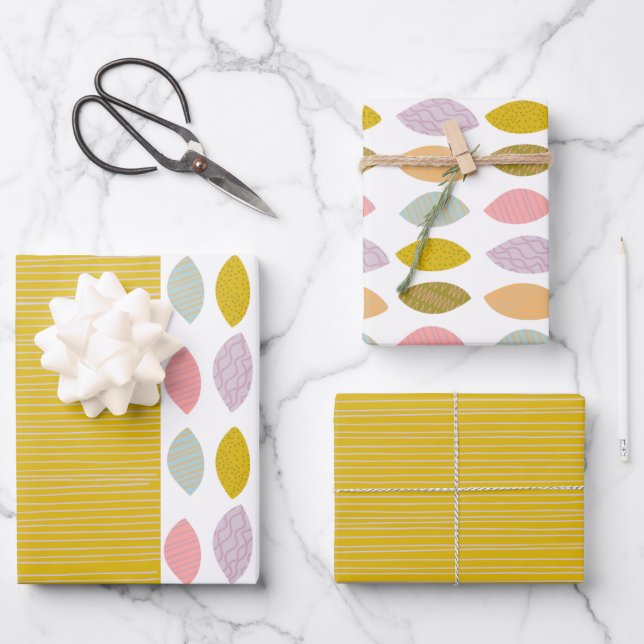 Abstraktes modernes Leaf und Koordinierungsverfahr Geschenkpapier Set (Vorderseite)