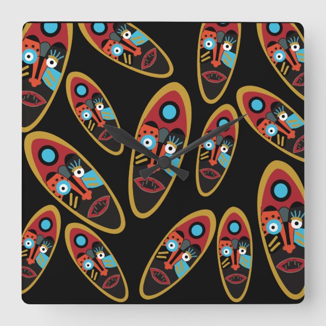 abstraktes modernes Massemuster Quadratische Wanduhr (Vorderseite)