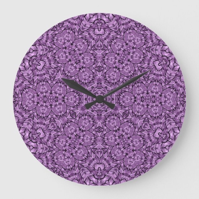 Abstraktes modernes Mosaik-Kaleidoskopbild Große Wanduhr (Vorderseite)