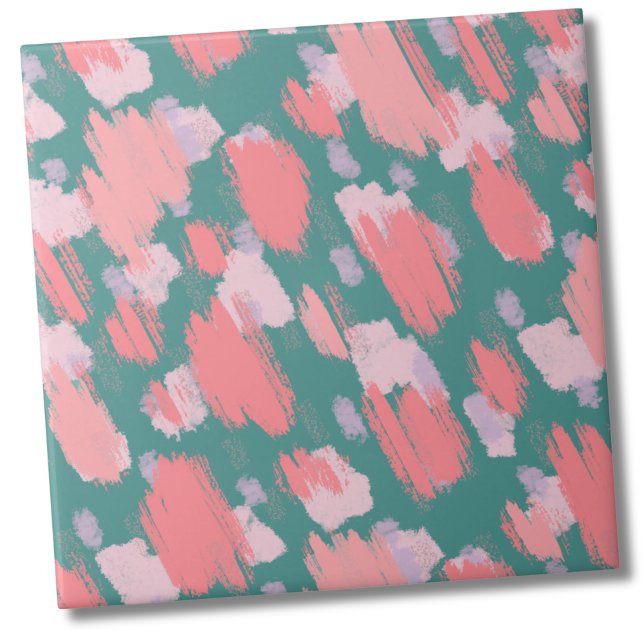 Abstraktes, modernes Muster Fliese (Pink Turquoise Abstract Artistic Colorful Pattern Ceramic Tile)