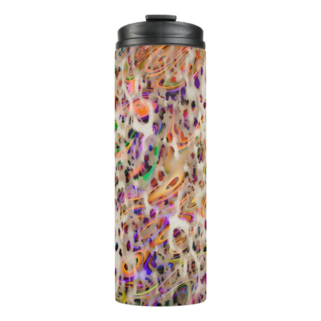 abstraktes modernes Musterdesign mit farbenfroher  Thermosbecher (Vorderseite)