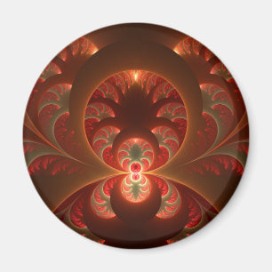 Abstraktes, modernes, orangefarbenes Fraktal Magnet