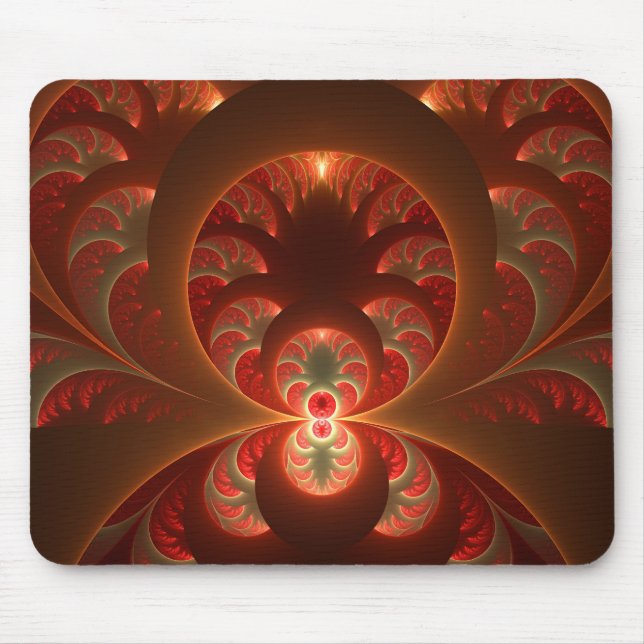 Abstraktes modernes, orangefarbenes Fraktal Mousepad (Vorne)