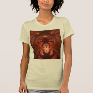 Abstraktes modernes, orangefarbenes Fraktal T-Shirt