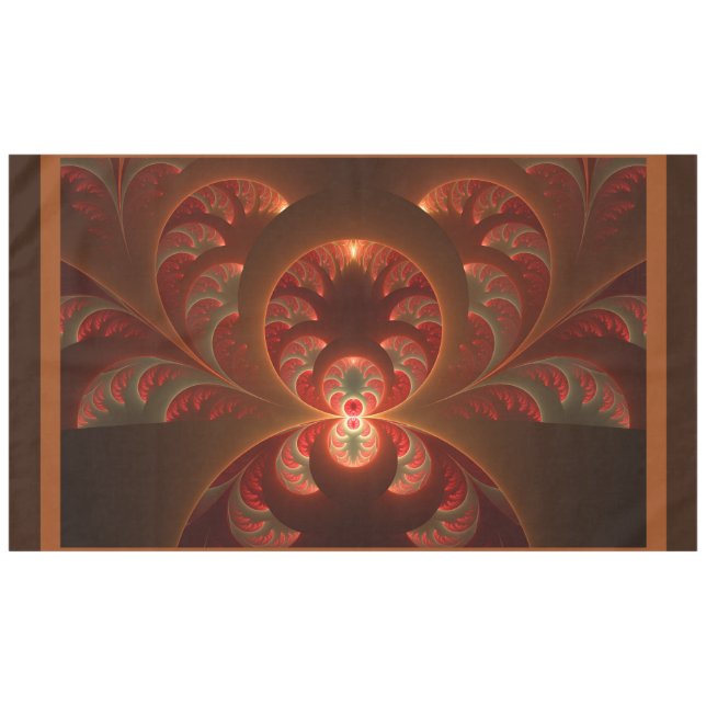 Abstraktes modernes, orangefarbenes Fraktal Tischdecke (Vorderseite (Horizontal))