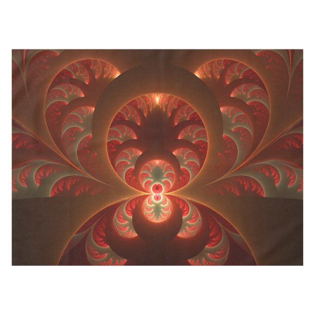 Abstraktes modernes, orangefarbenes Fraktal Tischdecke (Vorderseite (Horizontal))
