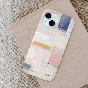 Abstraktes modernes Pastellmuster-Monogramm Case-Mate iPhone Hülle