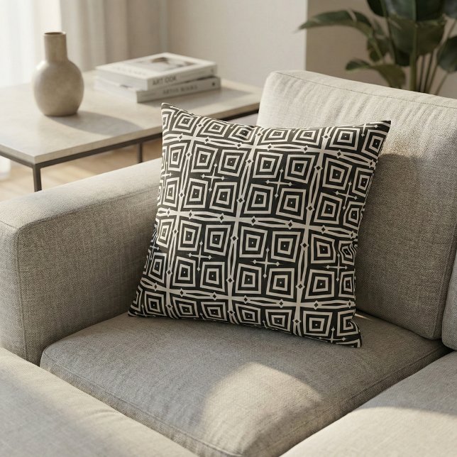 Abstraktes modernes Schwarz-Weiß-Geometrie-Muster Stoff (Von Creator hochgeladen)