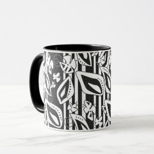 Abstraktes modernes Schwarz-Weiß-Ornament-Dekor-Mo Tasse