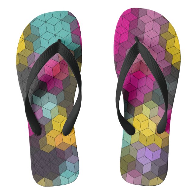 Abstraktes, modernes Sechseck formt Mosaik Flip Flops (Fußbett)
