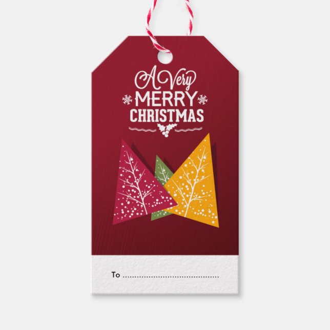 Abstraktes, modernes Weihnachtsbaumdesign Geschenkanhänger (Vorderseite)