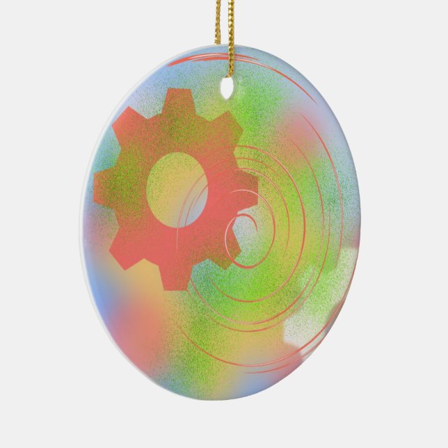 Abstraktes modernes Zahnrad Keramik Ornament (Rechts)