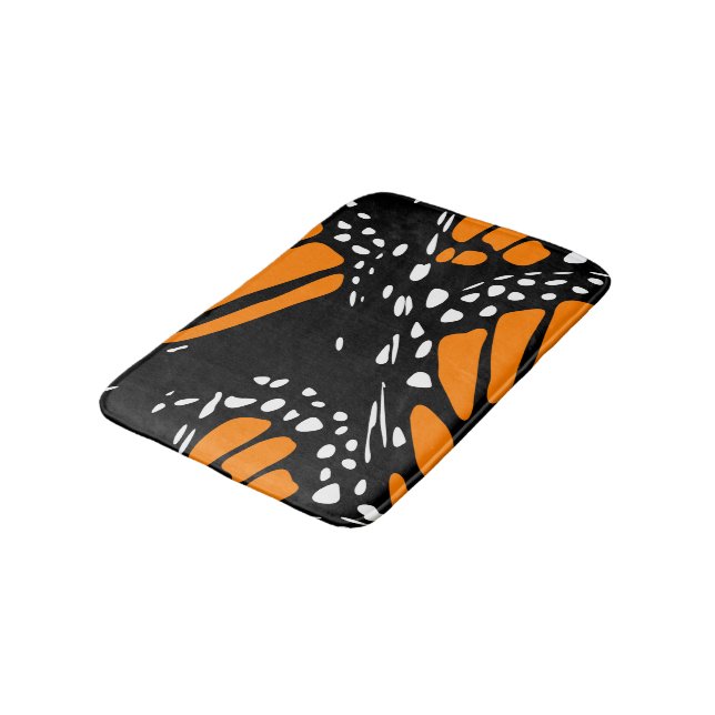 Abstraktes Monarch Butterfly-Design Badematte (Schrägansicht)