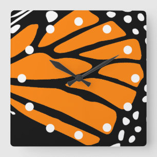Abstraktes Monarch-Schmetterlings-Design Quadratische Wanduhr