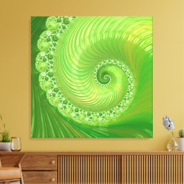 Abstraktes Monochrome Green Spiral Fraktal Leinwanddruck