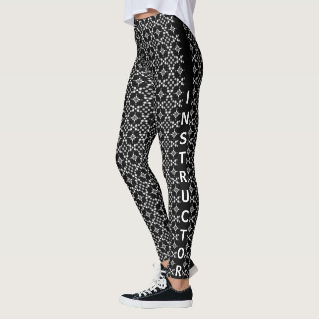 Abstraktes monochromes Bokeh-Dots-Muster Leggings (Links)