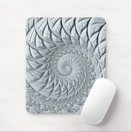 Abstraktes monochromes hellgraues Fraktal Mousepad
