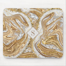 Abstraktes Monogramm aus Goldmarmor Mousepad