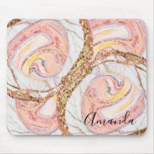 Abstraktes Monogramm aus rosa und goldfarbenem Mar
