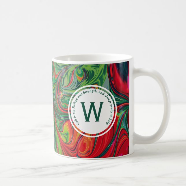 ABSTRAKTES Monogramm, benutzerdefiniertes GRÜN FÜR Kaffeetasse (Rechts)