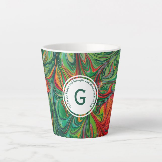 ABSTRAKTES Monogramm, benutzerdefiniertes GRÜN FÜR Milchtasse (Vorderseite)