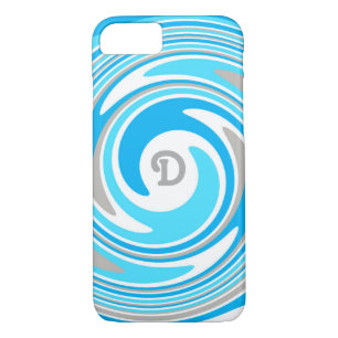 Abstraktes Monogramm mit weißem graublauem Swirl Case-Mate iPhone Hülle