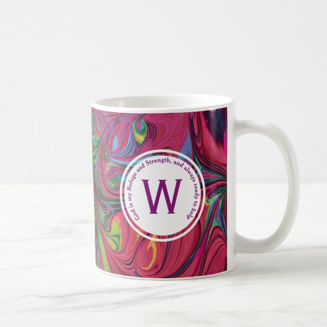 ABSTRAKTES Monogramm-PINK für die FLÜCHTLINGSSTÄRK Kaffeetasse (Rechts)