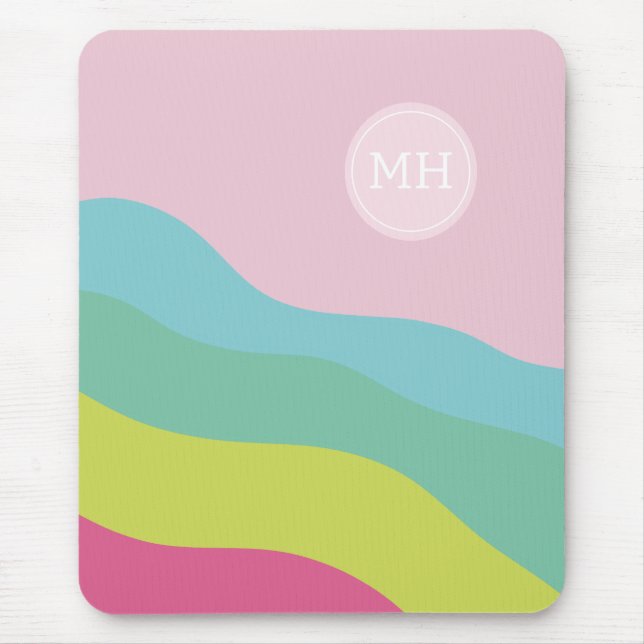 Abstraktes Monogramm Regenbogen trendig farbenfroh Mousepad (Vorne)