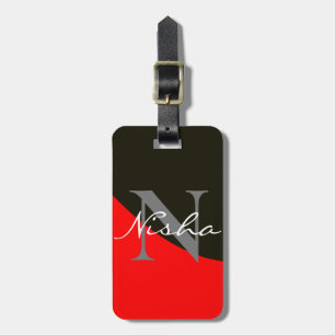 Abstraktes Monogramm, rot und schwarz Gepäckanhänger