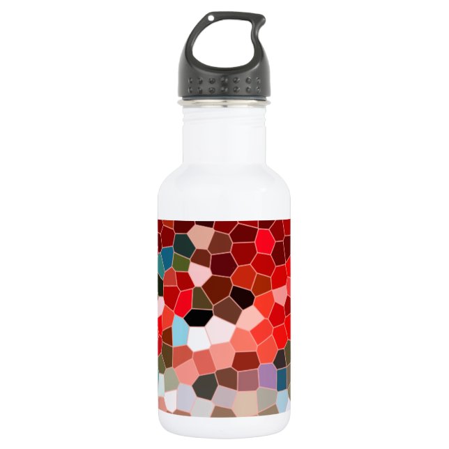 Abstraktes Mosaik beflecktes Glas-rotes Burgunders Trinkflasche (Vorderseite)