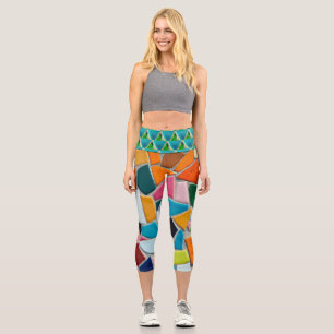 Abstraktes Mosaik Capri Leggings