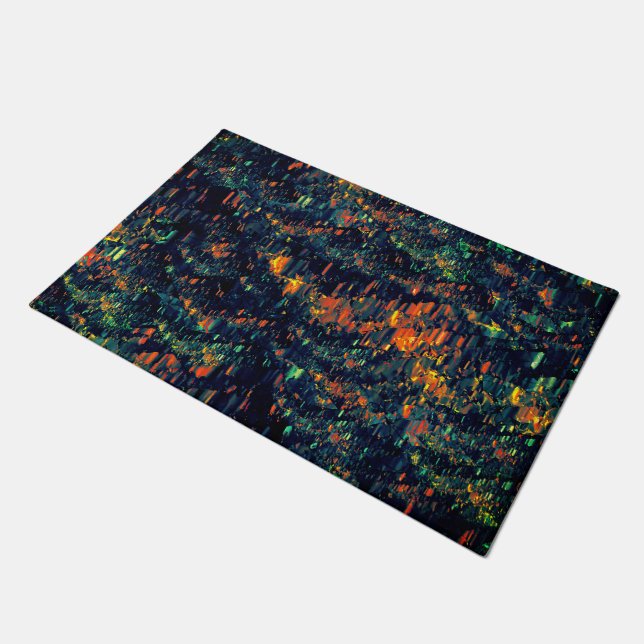 Abstraktes Mosaik eines vertriebenen Lagerfeuers a Fußmatte (Schrägansicht)
