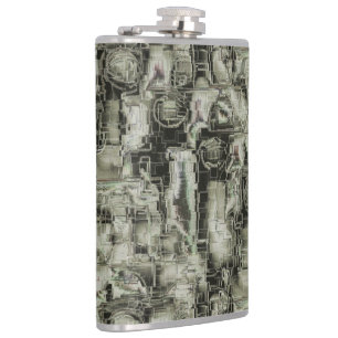 Abstraktes Mosaik in Grautönen Flachmann