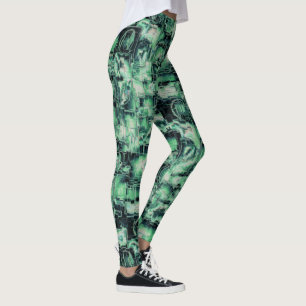 Abstraktes Mosaik in Grüntönen Leggings