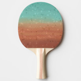 Abstraktes Mosaik in Meeresgrün und Orange Tischtennis Schläger